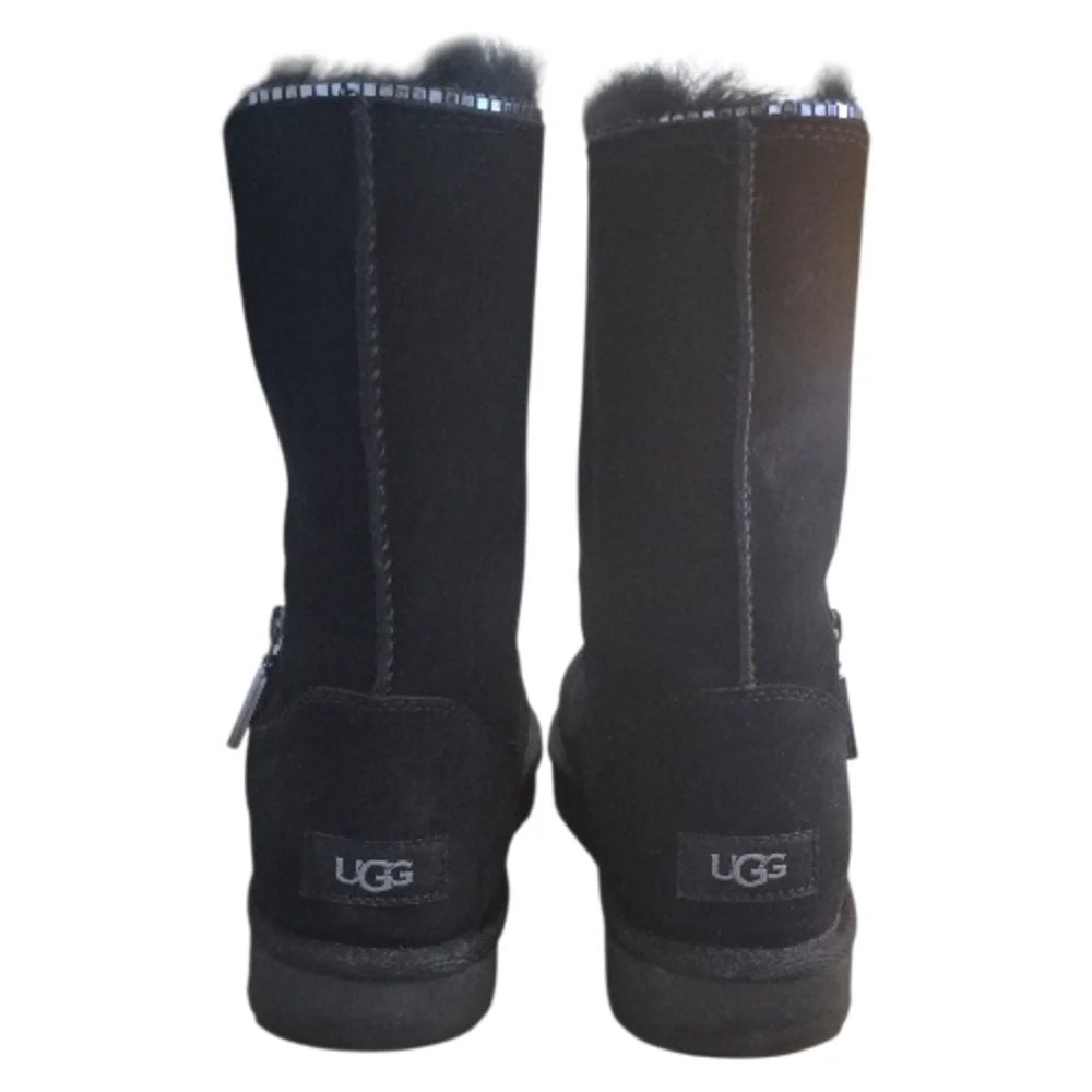UGG Black Classic Sequin Zip Booties Sz 9